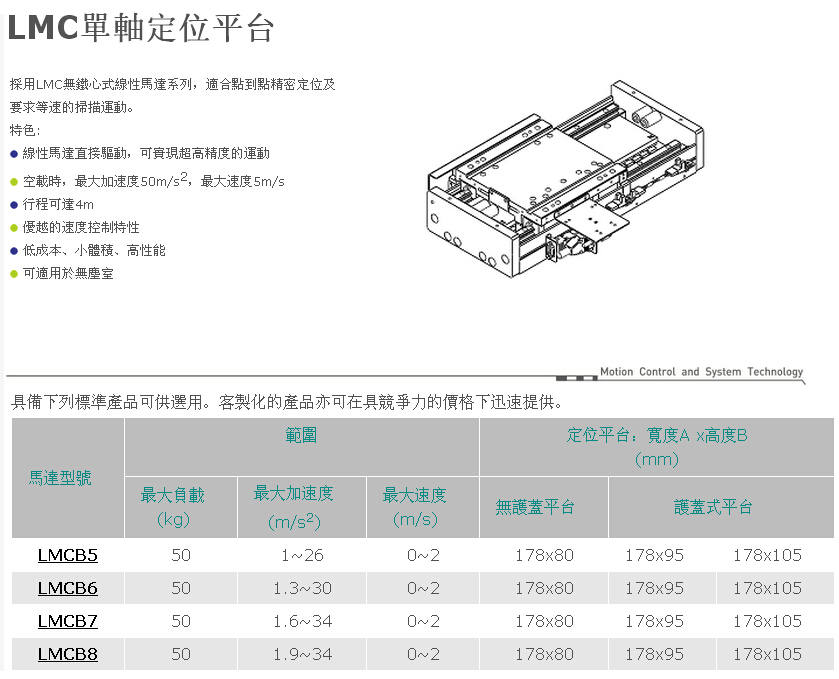 LMC單軸定位平臺(tái)